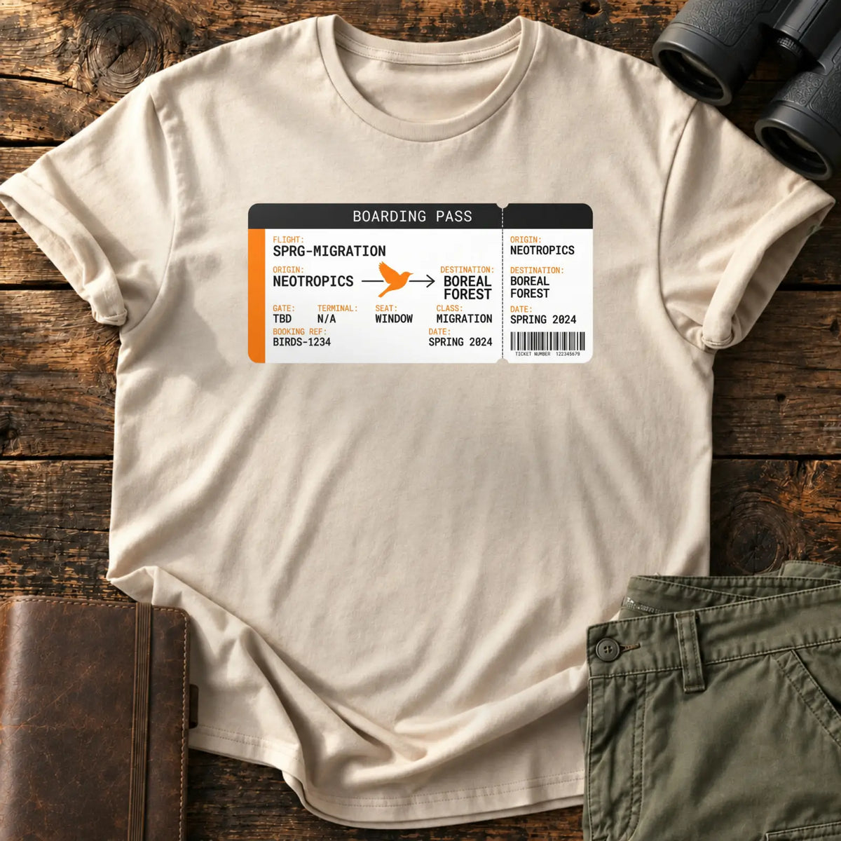 Spring Migration Boarding Pass Tee — Sand