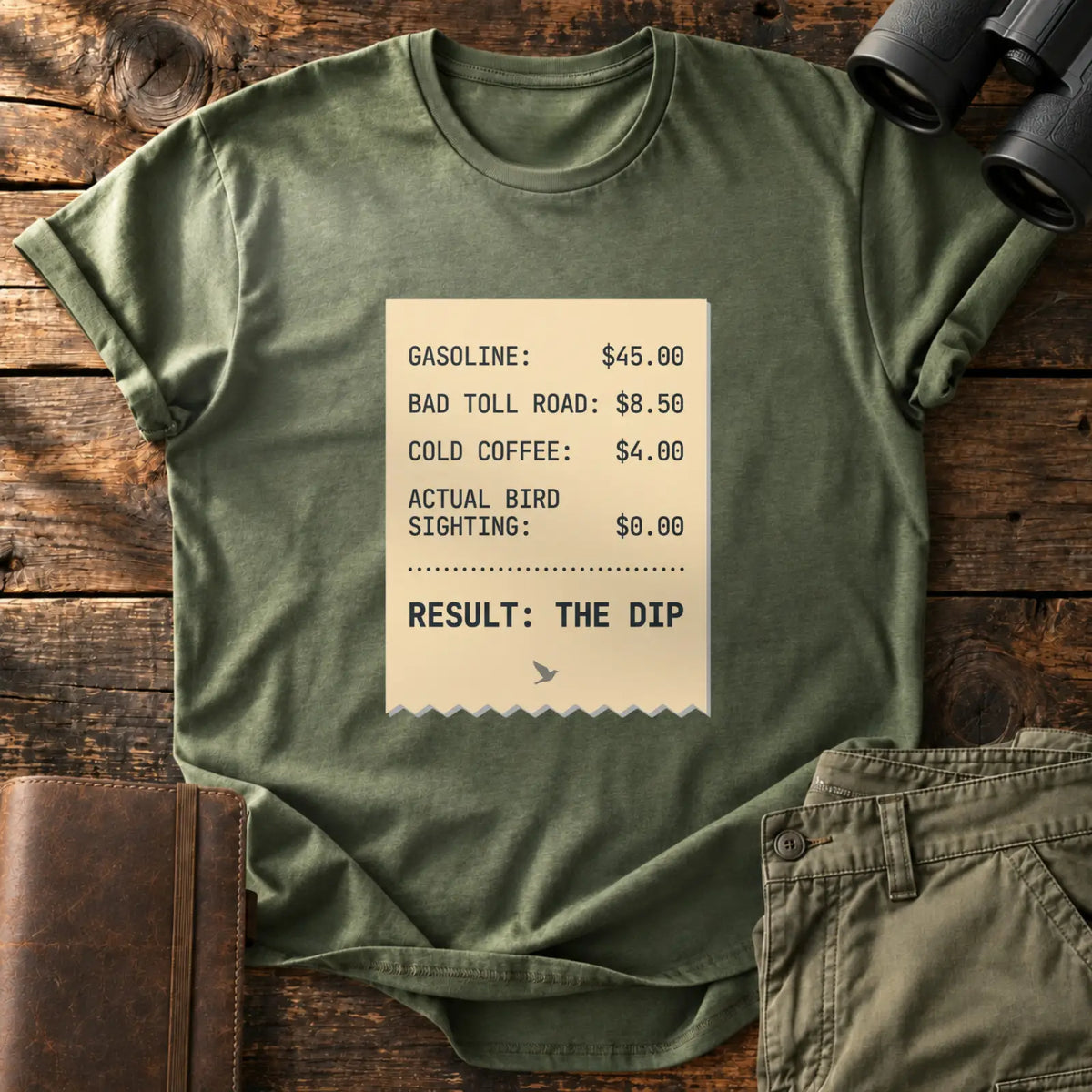 The Dip Receipt Tee — Military Green